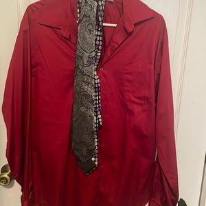 Long sleeve button up shirt burgundy red good condition